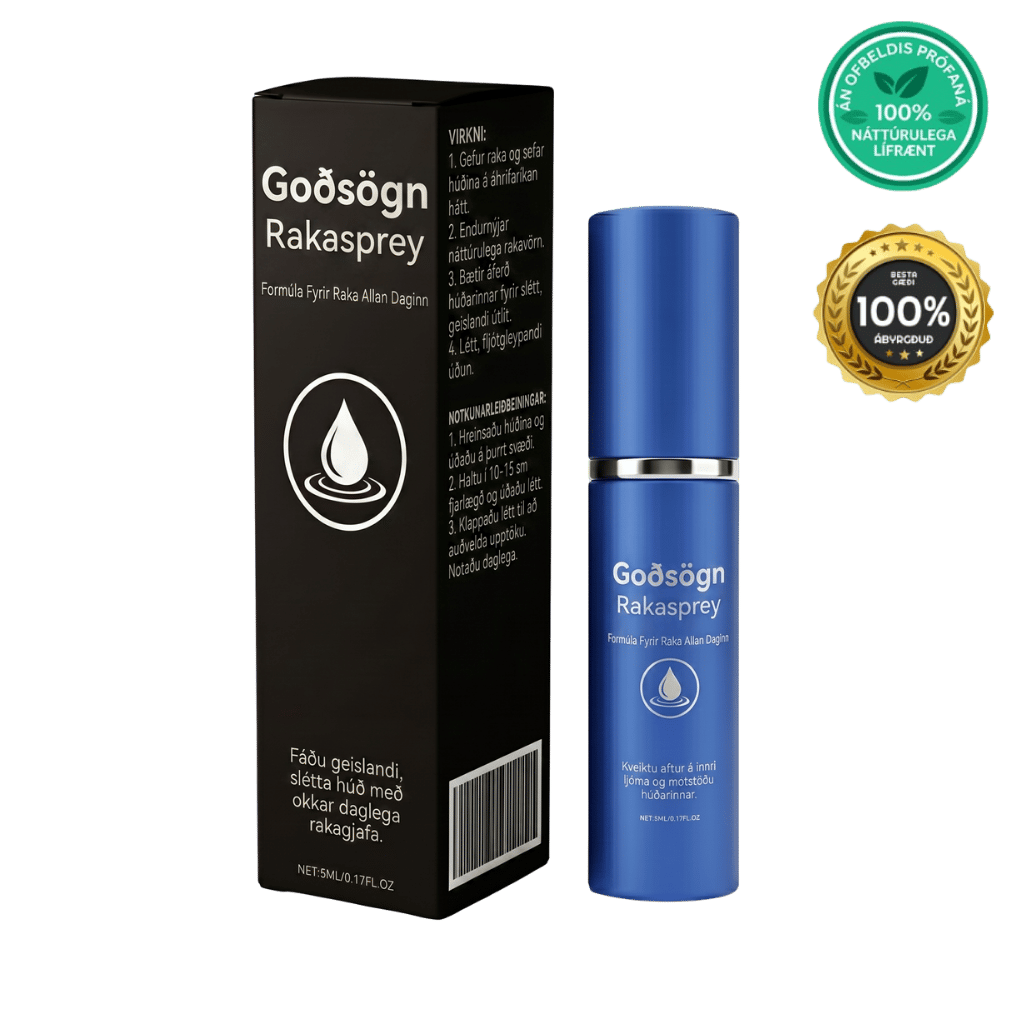 Goðsögn Rakagefandi Sprey packaging and bottle, designed for daily skin hydration and care.