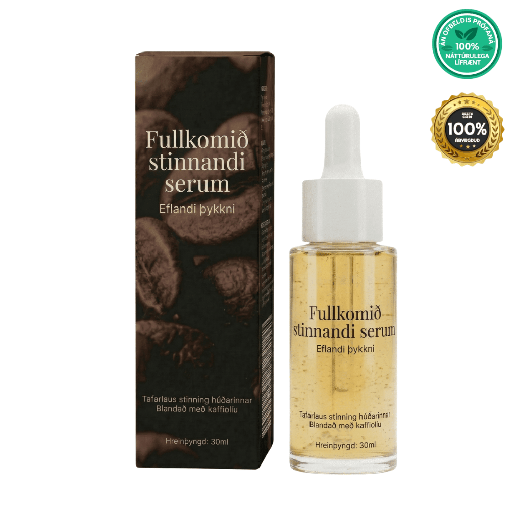 Ultra stinnandi serum in a glass bottle with a dropper next to its packaging, promoting smooth skin.