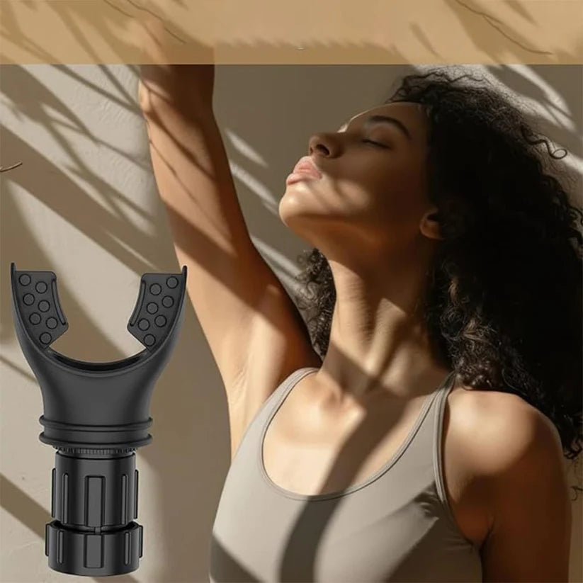 Arcticpure AirFlex breathing trainer and woman practicing breathing exercise in sunlight.