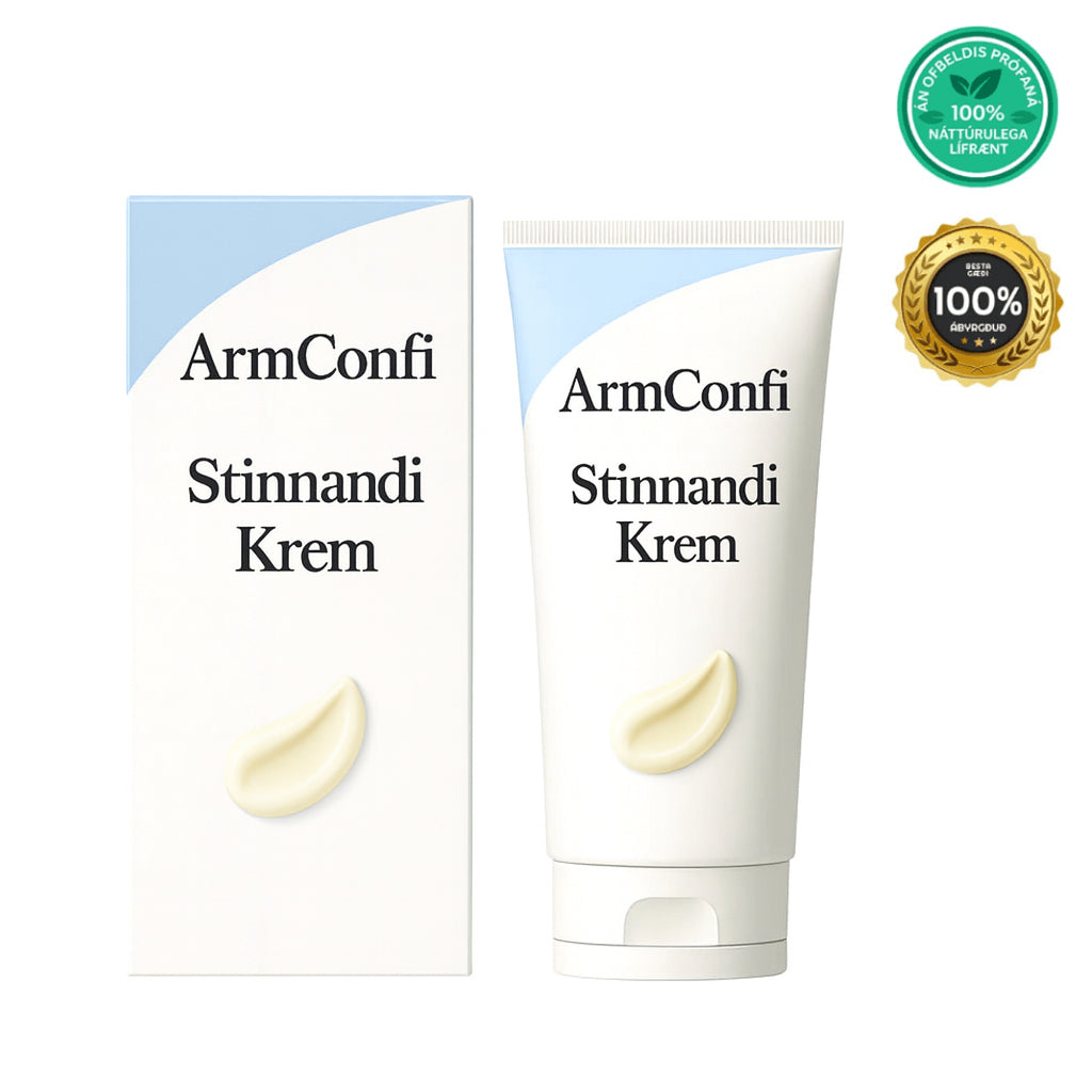 Arcticpure stinnandi krem packaging and tube, showcasing natural ingredients and benefits for skin nourishment.