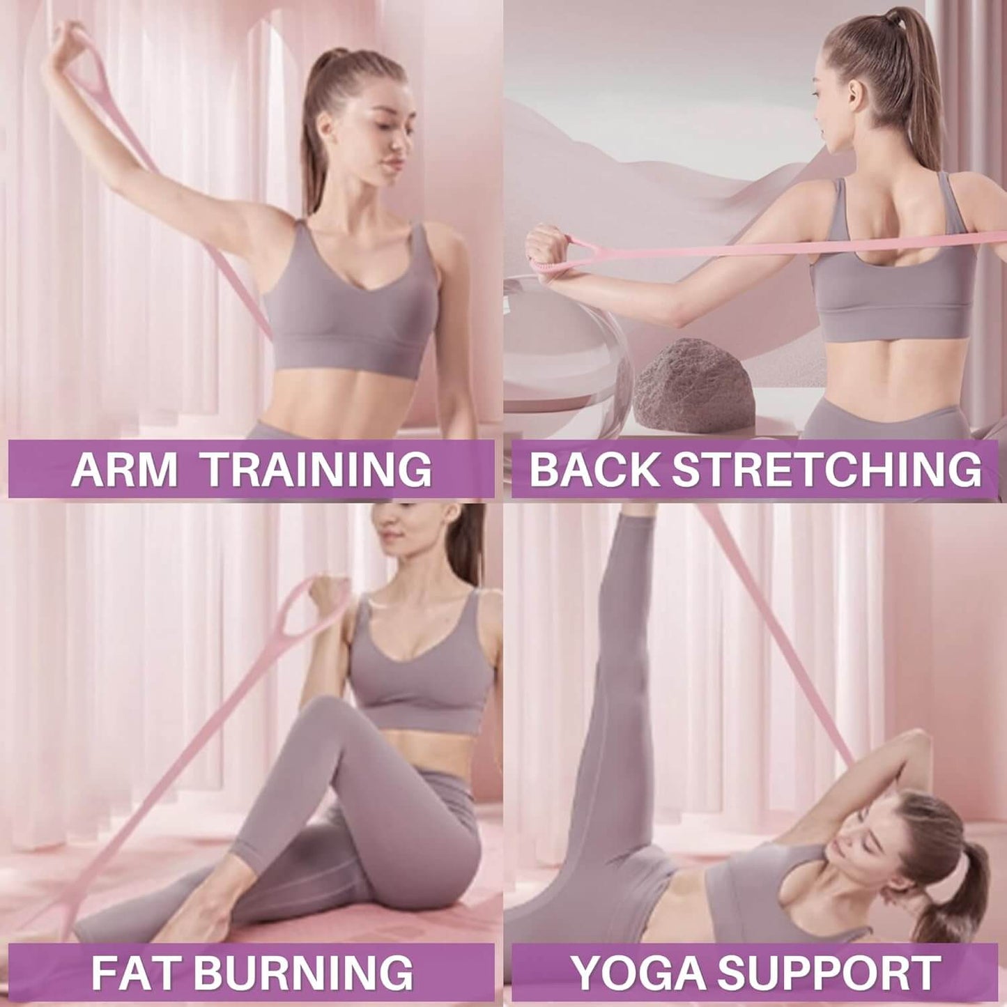 Arcticpure FlexBand Pro for arm training, back stretching, fat burning, and yoga support in workout settings.