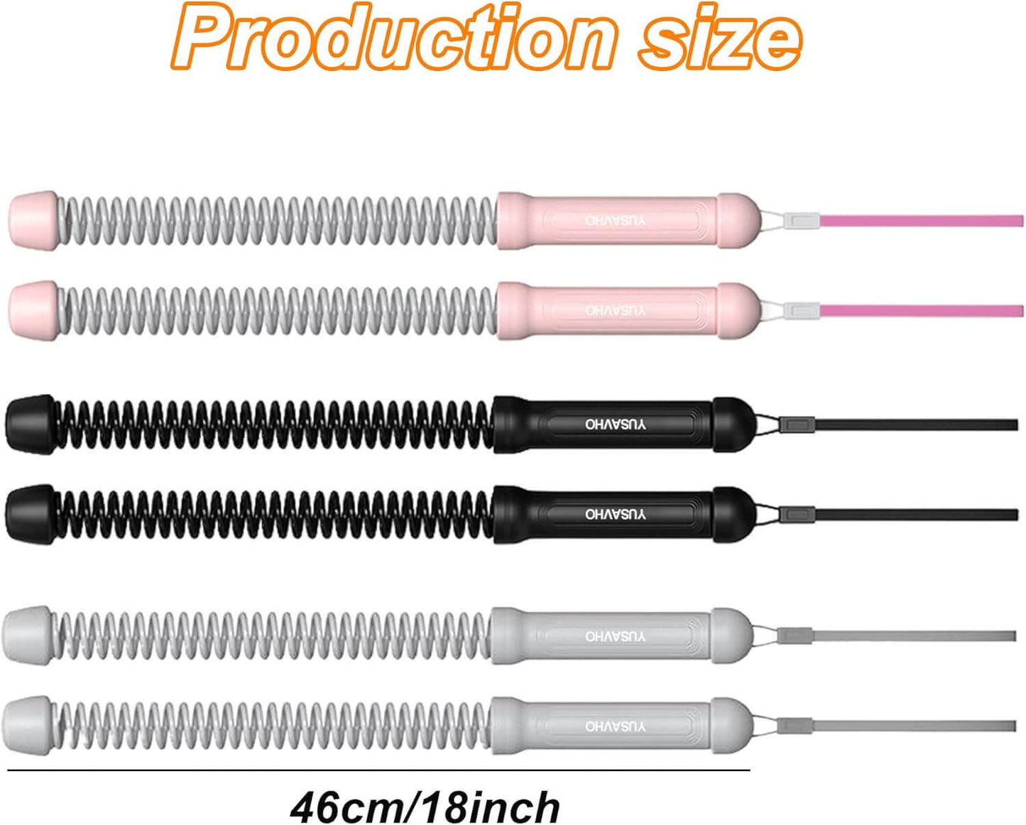 Arcticpure MotionCord Strengir production size 46cm/18inch cables in black, white, pink options.