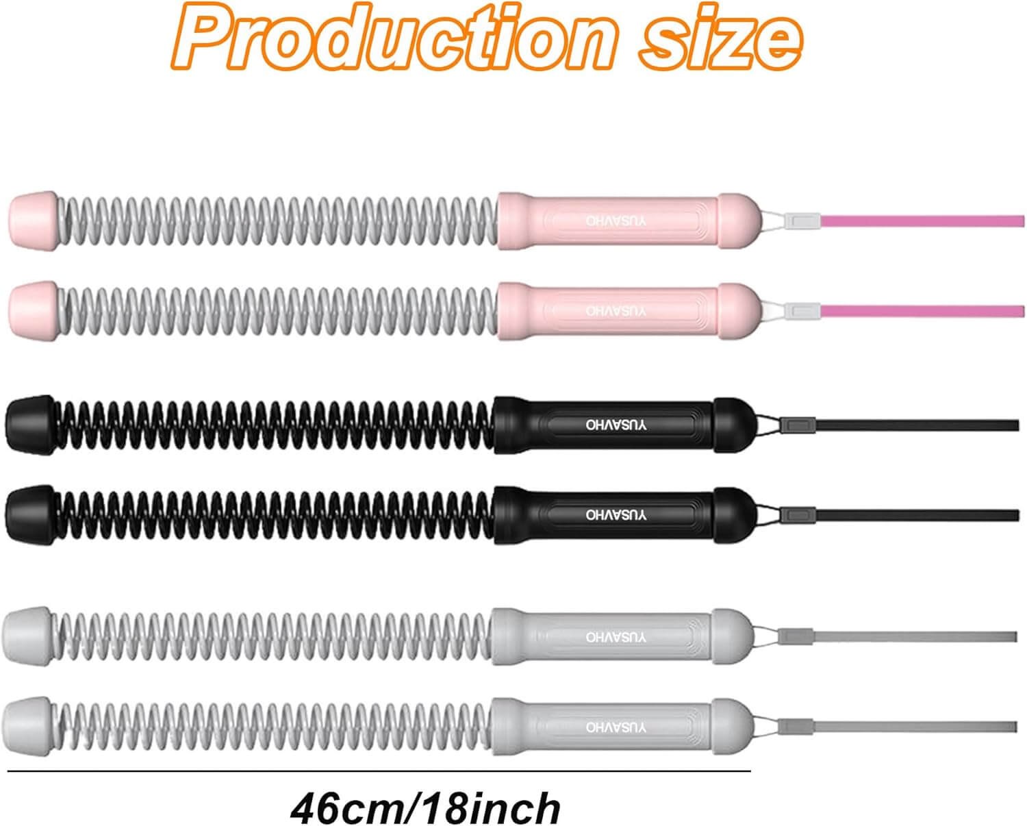 Arcticpure MotionCord Strengir production size 46cm/18inch cables in black, white, pink options.