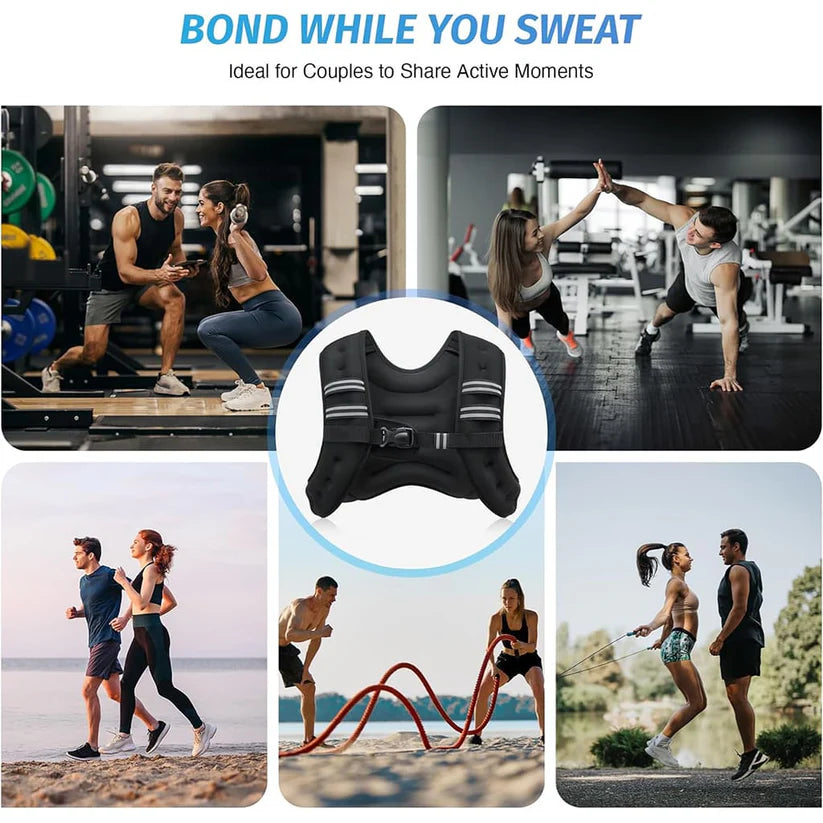 Image showing the Arcticpure PostureVest in use by couples during various workouts and activities.