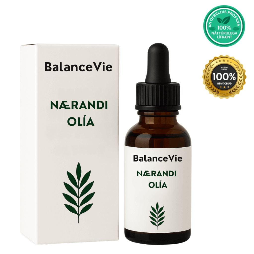 Arcticpure nærandi olía by BalanceVie in a brown glass bottle with a white box design.