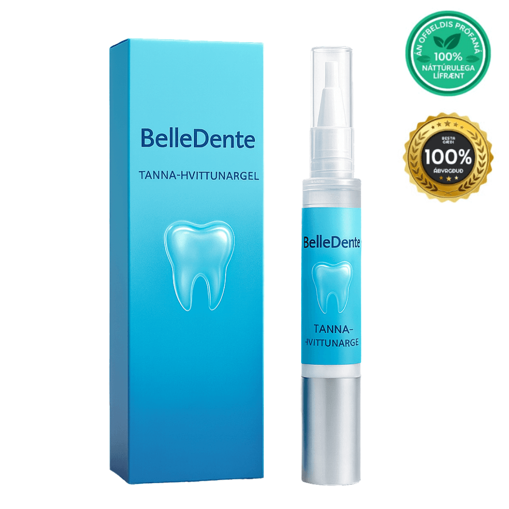 Arcticpure hvítandi hlaup with BelleDente Tanna-Hvítunargel packaging and spray applicator.