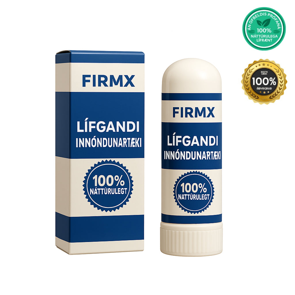 Arcticpure lífgandi innöndunartæki in a packaging by FirmX, 100% natural herbal formula.