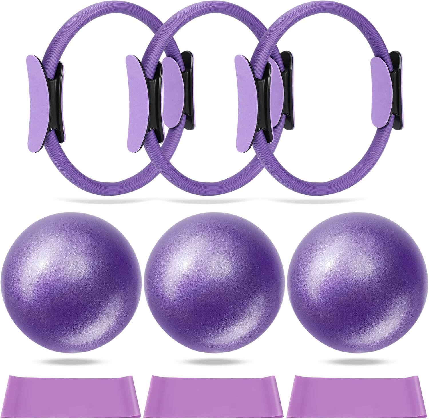 Arcticpure FlexCore Þolstöng includes Pilates rings and balls for versatile strength and flexibility training.