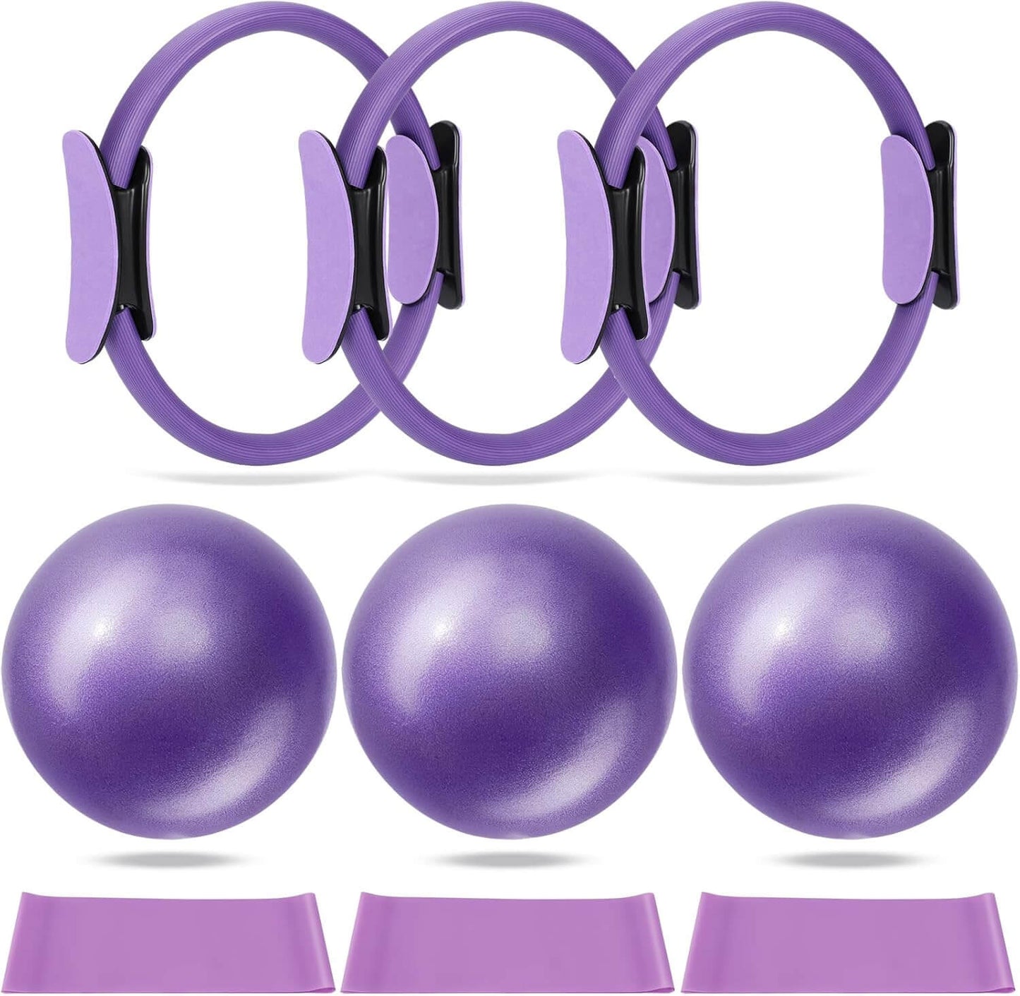 Arcticpure FlexCore Þolstöng includes Pilates rings and balls for versatile strength and flexibility training.