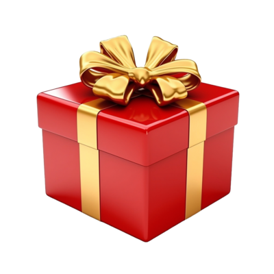 🎁 Ókeypis Gjöf 🎁 - fallegur rauður gjafakassi með gullnu bindi og slaufu, fullkominn fyrir óvæntar gjafir.