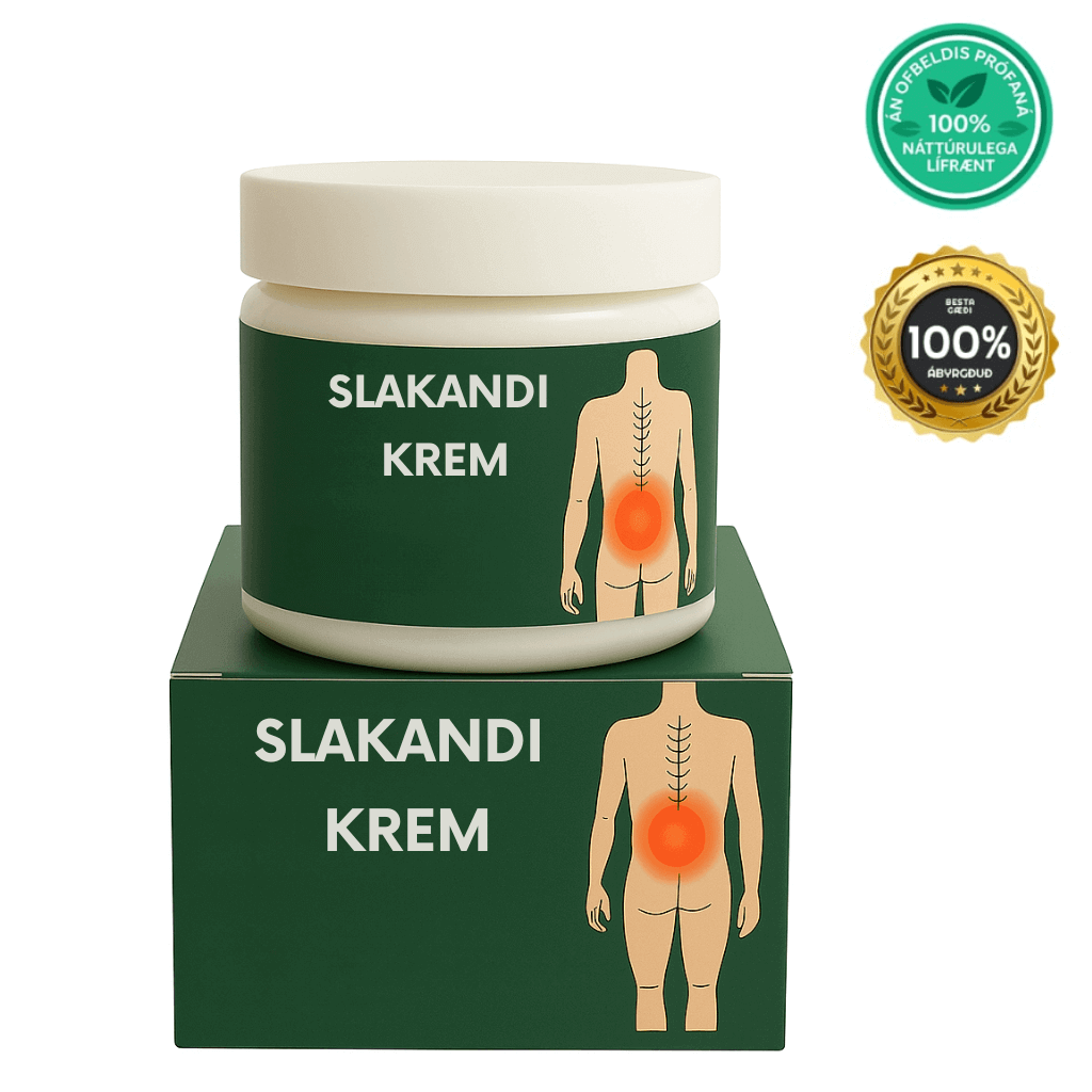 Slakandi krem container and box featuring soothing skincare formula for relaxation and balance.